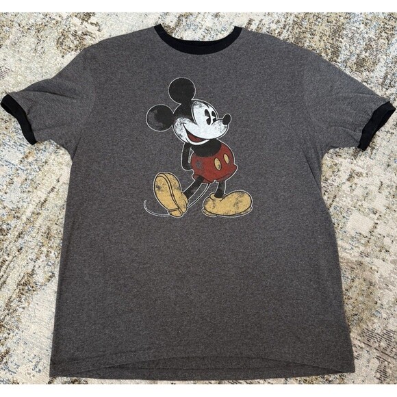 Disney Other - Disneyland Resort Black Gray Ringer Mickey Mouse Short Sleeve Shirt Adult Large